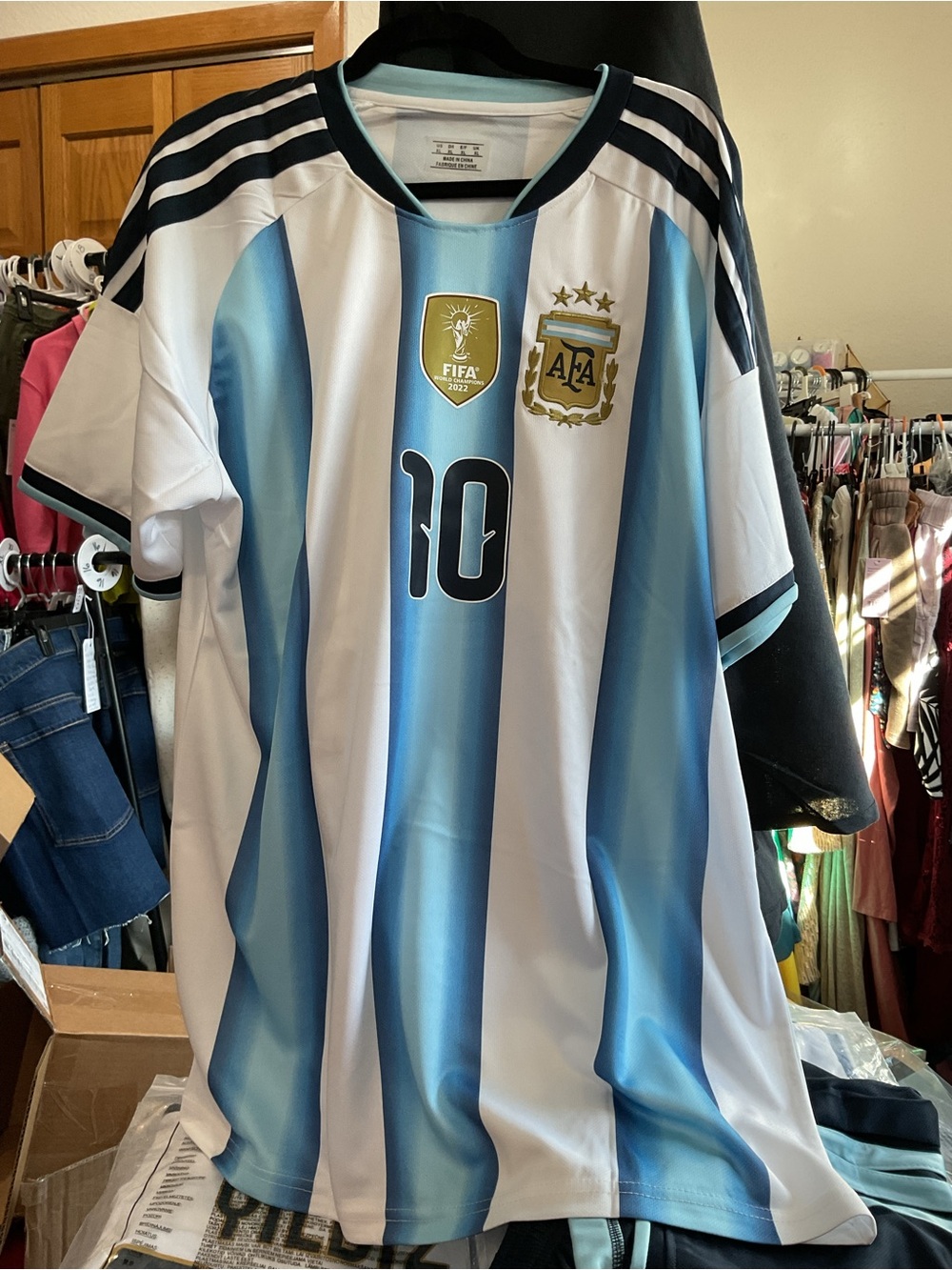 SA342 - 🇦🇷 Lionel Messi #10 Argentina Soccer Jersey + Shorts Set XL NWT ⚽
